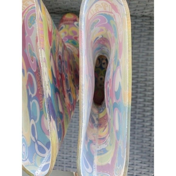 COACH Multicolor Poppy Waterproof Rain Boots 13" tall Size 8 - Picture 5 of 7